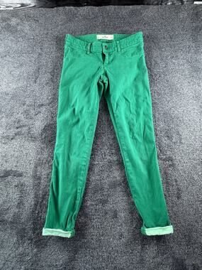 Hollister Womens Skinny Jeans Size 1 Jeggings Green Pants Rolled Cuffs